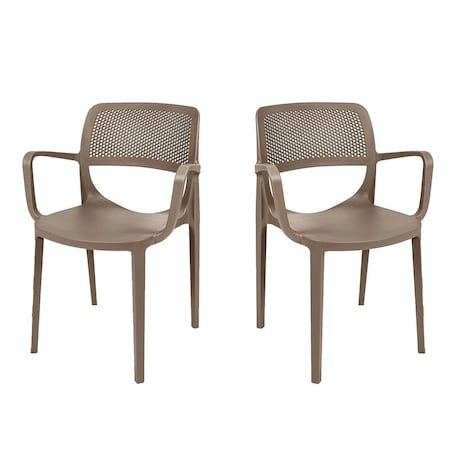 Rainbow Outdoor Mila Set of 2 Stackable Armchair-Cappuccino RBO-MILA-CAP-AC-SET2